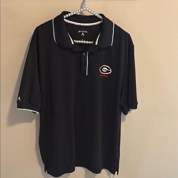 Other - Antigua Black Polo Shirt with Georgia bulldogs logo size large